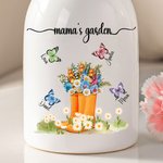 Personalized  Boot Butterfly Garden Ceramic Flower Vase with Nickname and 1-8 Names Birthday Mother's Day Gift for Mom Grandma