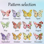 Personalized Birth Flower Butterfly Large Canvas Tote Bag with Name Birthday Mother's Day Gift for Women Girls