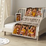 Personalized Photo Collage Soft Throw Blanket with Title and 1-6 Kid's Names Home Decor Mother's Day Birthday Gift for Mom Grandma Family