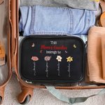 Personalized This Belongs To 1-12 Birth Flowers PU Leather Makeup Bag with Names and Handles Mother's Day Birthday Gift for Mom Grandma