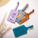 Personalised Cartoon Monster Fantasy Unicorn Dinosaur PU Leather Passport Holder Luggage Tag with Name Travel Accessory Birthday Gift for Kids