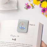 Personalised Cute Peter Rabbit Wreath Magnetic Leather Bookmark Clip with Name Happy Easter Birthday Gift for Book Lovers Bookworms