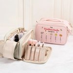 Personalized This Belongs To 1-12 Birth Flowers PU Leather Makeup Bag with Names and Handles Mother's Day Birthday Gift for Mom Grandma