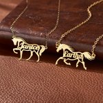 Personalised Horse Shape Name Necklace Dainty Jewellery Mother's Day Birthday Gift for Women Equestrian Lovers
