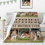 Personalized Photo Collage Soft Throw Blanket with Title and 1-6 Kid's Names Home Decor Mother's Day Birthday Gift for Mom Grandma Family