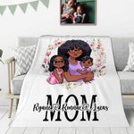 Personalizado en forma de corazón de dibujos animados mamá y 1-2 niños suave manta con nombre Día de la Madre Cumpleaños Regalo para mamá abuela