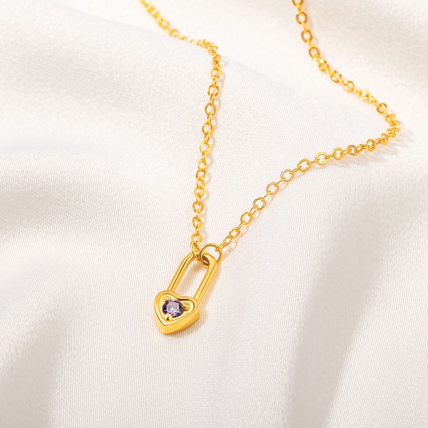 Personligt litet hjärta hänglåshalsband med födelsesten Smycken för kvinnor Alla hjärtans dag Födelsedagspresent till henne