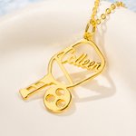 Personalisierte Pickleball Schläger Halskette mit Namen Sportschmuck Spiel Tag Jahrestag Geburtstag Geschenk für Pickleball Spieler Liebhaber