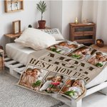 Personalized Photo Collage Soft Throw Blanket with Title and 1-6 Kid's Names Home Decor Mother's Day Birthday Gift for Mom Grandma Family