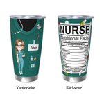 Personalisierter Mehrfarbiger 590 ml Thermosbecher mit Cartoon-Krankenschwester in Uniform und Namen aus Edelstahl Wertschätzung Geburtstag Geschenk