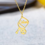Personalisierte Pickleball Schläger Halskette mit Namen Sportschmuck Spiel Tag Jahrestag Geburtstag Geschenk für Pickleball Spieler Liebhaber