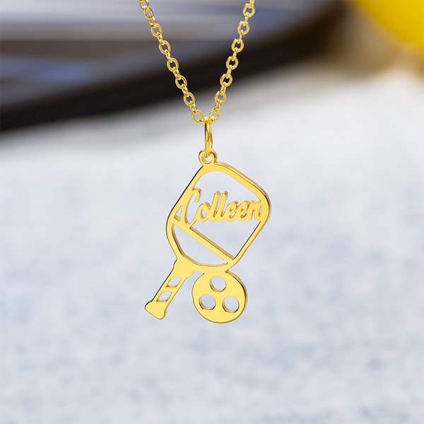 Collier de raquette de Pickleball personnalisé avec nom Bijoux de sport Journée de jeu Anniversaire Cadeau d'anniversaire pour joueur de Pickleball Lover