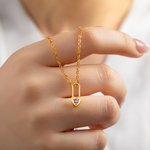 Personalized Tiny Heart Padlock Necklace with Birthstone Dainty Women Jewelry Valentine's Day Birthday Gift for Her