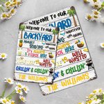Personalized Colorful Welcome Grilling Chilling Metal Sign with Name and Place Wall Art Home Decoration Summer Party Housewarming Gift for Family