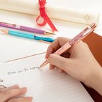 Personalised Set of 2 Glitter Quicksand Grad Cap Retractable Ballpoint Pen with Name Writing Tool Graduation Birthday Gift for Graduates Classmates