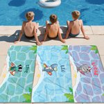 Personalisiertes Niedliches Wal Schildkröte Meerestier Surfer Strandtuch mit Namen Schnelltrocknend Reisezubehör Pool Party Geschenk für Kinder