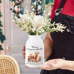 Personalized Highland Cow Ceramic Flower Vase with 1-8 Names Home Decor Birthday Mother's Day Gift for Mom Grandma