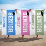 Personalized Multicolor Oversized Quick Dry Graduation Senior 2025 Name Beach Towel Travel Essential Birthday Gift for Family Friend