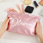 Gepersonaliseerde grote Glitter PU Make-up tas met naam Vrijgezellenfeest Bruidsmeisje Wedding Gift voor vrouwen
