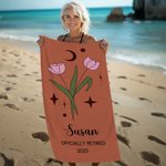 Henkilökohtainen Zodiac Flower Ylimitoitettu Quick Dry Beach Towel nimi kesäloma tarvikkeet Eläkkeelle siirtyminen lahja perheen ystävä