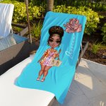 Gepersonaliseerde Zomermeisje Sneldrogende Microvezel Strandhanddoek met Naam en Geboortebloem Reizen Essentieel Verjaardagscadeau voor Vrouwen