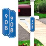 Personlig vattentät reflekterande aluminium adressskylt plakett med dörrnummer uppsättning av 2 inflyttningspresent för familj granne
