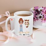 Personalized Mother of the Bride Cartoon Characters 11 oz Ceramic Mug with Name and Date Wedding Bridal Shower Gift for Bride Mom