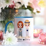 Personalized Mother of the Bride Cartoon Characters 11 oz Ceramic Mug with Name and Date Wedding Bridal Shower Gift for Bride Mom