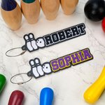 Personalized Bowling Elements 3D Printed Multicolor Name Bag Tag Keychain Birthday Team Gift for Sports Lovers Bowlers