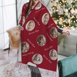 Personalised 1-3 Avatar Photos Soft Warm Scarf with Tassel and Text Mother's Day Father's Day Birthday Christmas Gift for Women Men