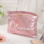 Gepersonaliseerde grote Glitter PU Make-up tas met naam Vrijgezellenfeest Bruidsmeisje Wedding Gift voor vrouwen