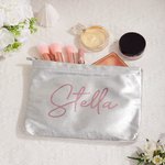 Gepersonaliseerde grote Glitter PU Make-up tas met naam Vrijgezellenfeest Bruidsmeisje Wedding Gift voor vrouwen