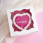 Personalized Handmade Heart Shaped Cherry Cream Cake Mirror with Name and Box Compact Travel Accessories Birthday Valentine's Day Gift for Women