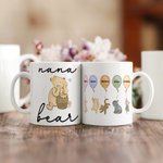 Personalized Classic Winnie the Pooh with His Friends Ceramic Coffee Mug with 1-12 Balloons and Names Mother's Day Birthday Gift for Grandma Mom