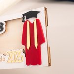 Personalized Graduation Gown Grad Cap Design Wooden Money Holder with Name and Year Graduation Gift for Class of 2025 Graduates