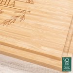 Personalised Wreath Engraved Name FSC Bamboo Charcuterie Chopping Board with Juice Groove Wedding Housewarming for Family Couple
