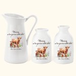Personalized Highland Cow Ceramic Flower Vase with 1-8 Names Home Decor Birthday Mother's Day Gift for Mom Grandma