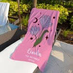 Henkilökohtainen Zodiac Flower Ylimitoitettu Quick Dry Beach Towel nimi kesäloma tarvikkeet Eläkkeelle siirtyminen lahja perheen ystävä