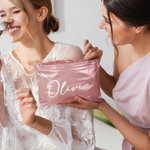 Gepersonaliseerde grote Glitter PU Make-up tas met naam Vrijgezellenfeest Bruidsmeisje Wedding Gift voor vrouwen