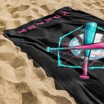 Personalized Baseball Ice Cream Dripping Quick Dry Oversized Beach Towel with Name and Number Summer Vacation Essential Birthday Gift for Kids