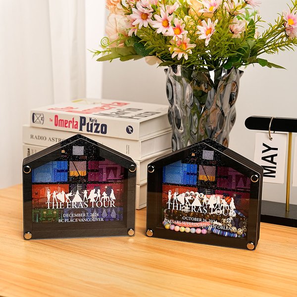 Personalized Silhouette Figure House-Shaped Concert Shadow Box Display Case with Text The Ears Tour Gift for Music Lover