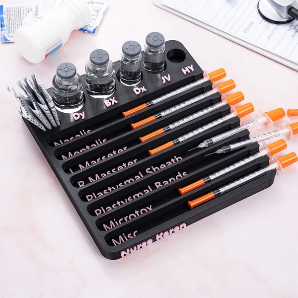 Personalised Marking Multi-groove Syringe Organizer Tray Portable Partitioned Vial Holder Christmas Gift for Doctors Beauticians