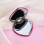 Personalized Handmade Heart Shaped Cherry Cream Cake Mirror with Name and Box Compact Travel Accessories Birthday Valentine's Day Gift for Women