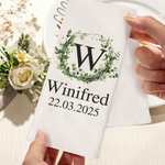Personalisiertes Super Saugfähiges Kranz Waffel Serviette Handtuch mit Initiale Namen Datum Tischdeko Jahrestag Hochzeit Geschenk für Freunde Familie