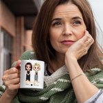 Personalized Mother of the Bride Cartoon Characters 11 oz Ceramic Mug with Name and Date Wedding Bridal Shower Gift for Bride Mom