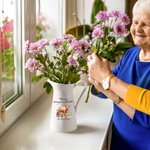 Personalized Highland Cow Ceramic Flower Vase with 1-8 Names Home Decor Birthday Mother's Day Gift for Mom Grandma