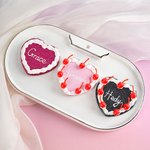 Personalized Handmade Heart Shaped Cherry Cream Cake Mirror with Name and Box Compact Travel Accessories Birthday Valentine's Day Gift for Women