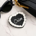 Personalized Handmade Heart Shaped Cherry Cream Cake Mirror with Name and Box Compact Travel Accessories Birthday Valentine's Day Gift for Women