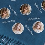 Personalised 1-3 Avatar Photos Soft Warm Scarf with Tassel and Text Mother's Day Father's Day Birthday Christmas Gift for Women Men