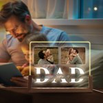 Henkilökohtainen 2-6 valokuvakollaasi akryyli LED-yövalo, jossa on 1-6 lasten nimeä ja puinen pohja työpöydän sisustus Isänpäivä joululahja isälle isoisälle isoisälle